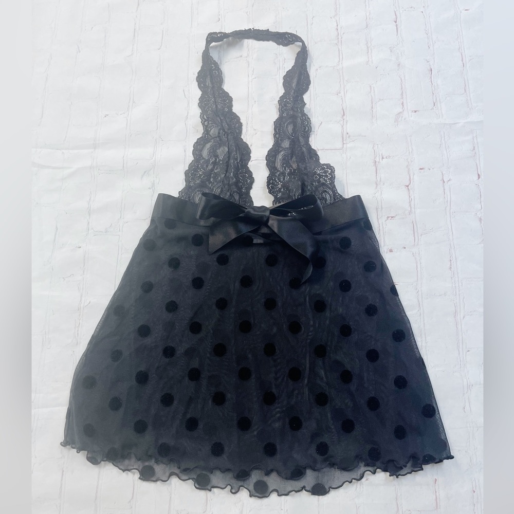 [Victoria’s Secret] black sexy sheer halter nightie lingerie Women’s small